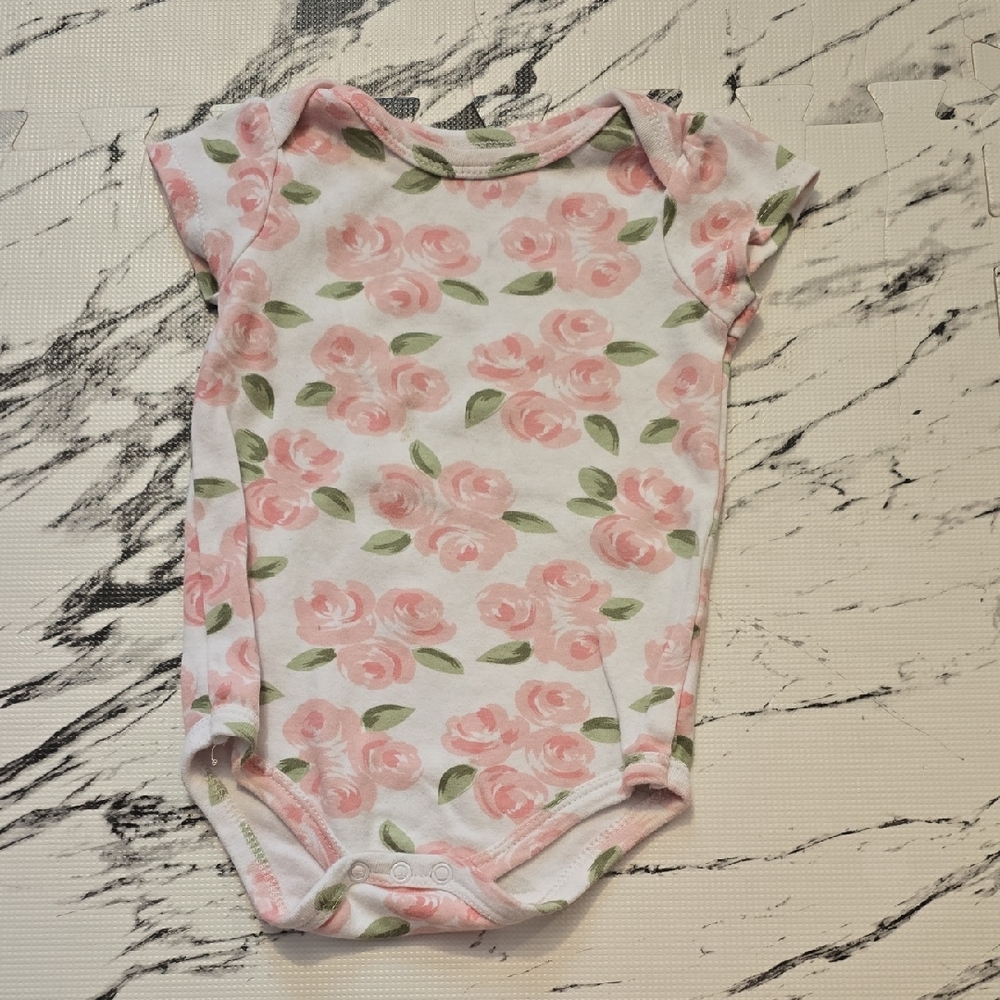 Charming Pink Floral Baby Bodysuit